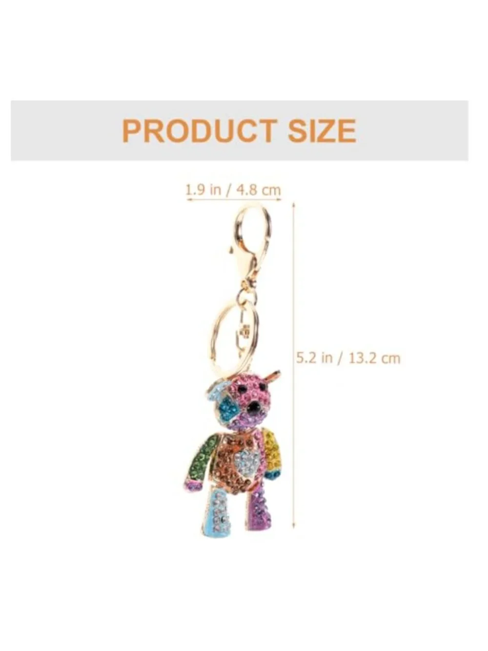 Crystal Rhinestone Bear Keychain Cartoon Animal Pendant Charm Purse Keyring